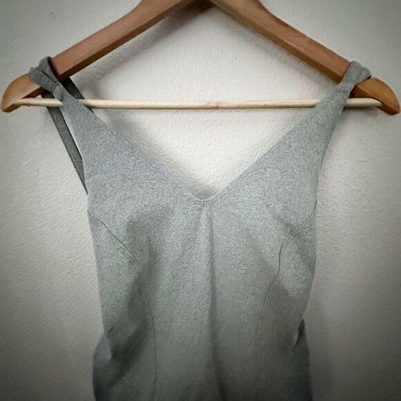 FREE PEOPLE FP MOVEMENT | Heather Gray Bodysuit Criss Croas Back | Size Medium - Picture 2 of 6